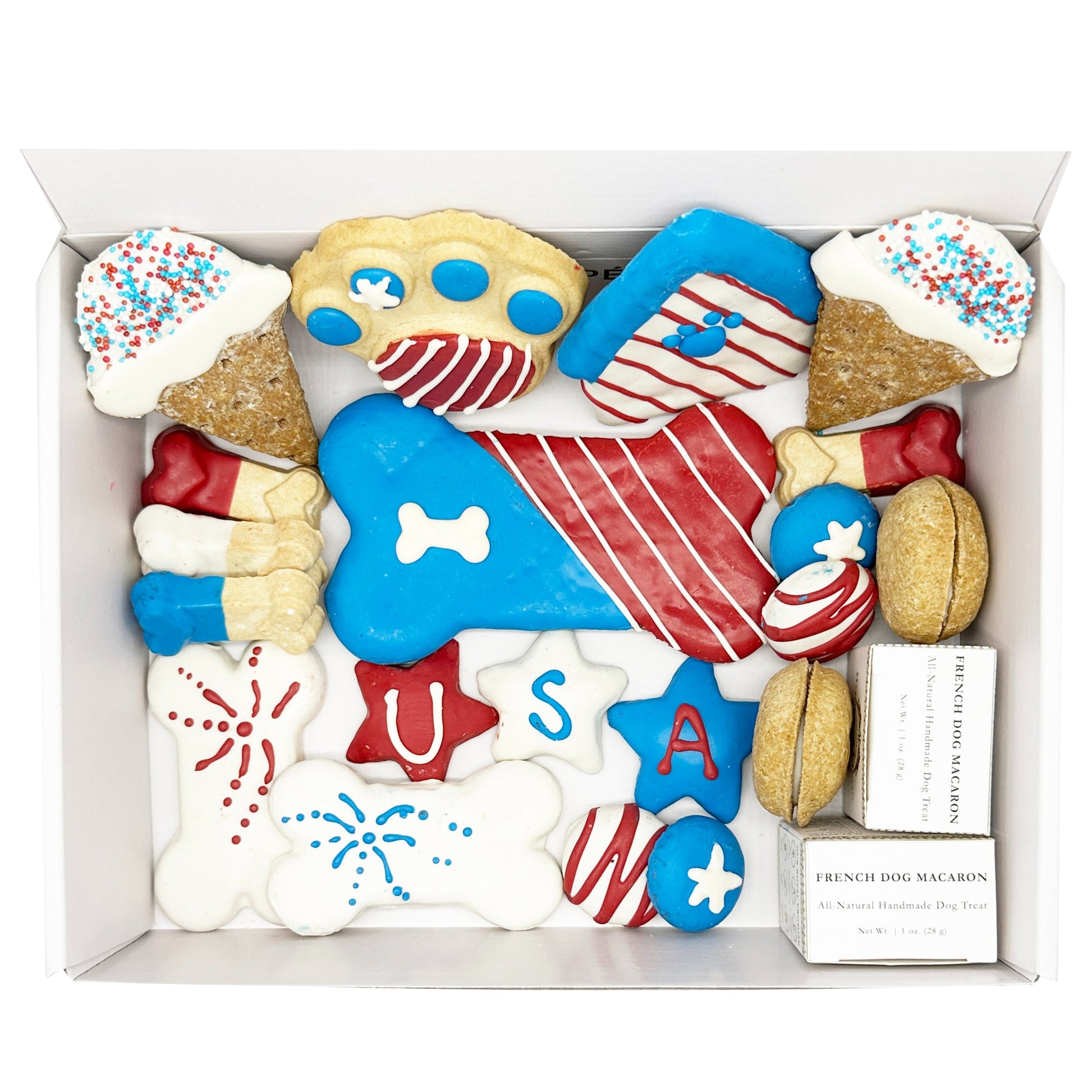 Dog Treats USA Themed Treats Gift Box for Daily Use Essentia - detail product image for dog treats
