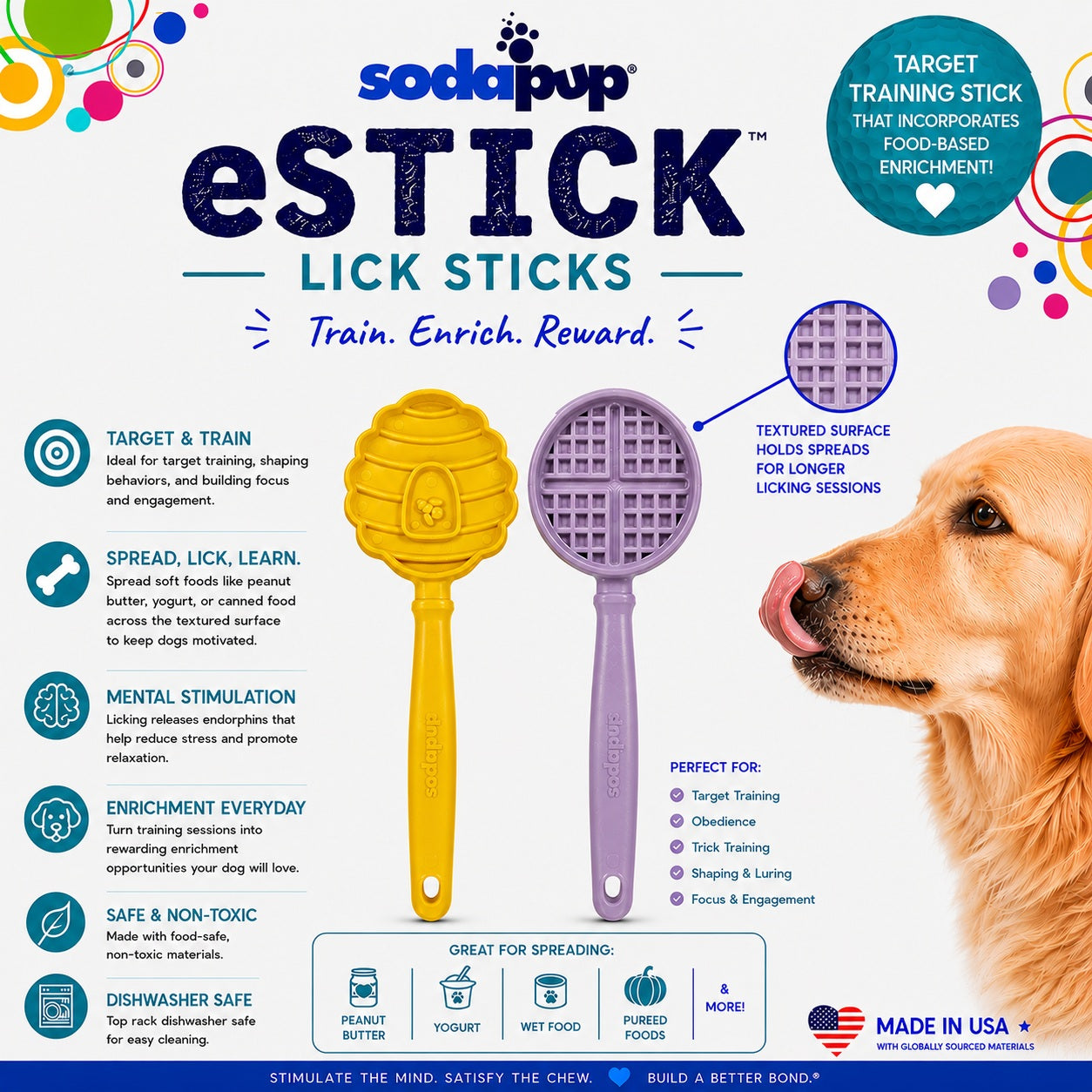 Estick Hand Held Dog Enrichment Toy Interactive Lick Stick - detail view