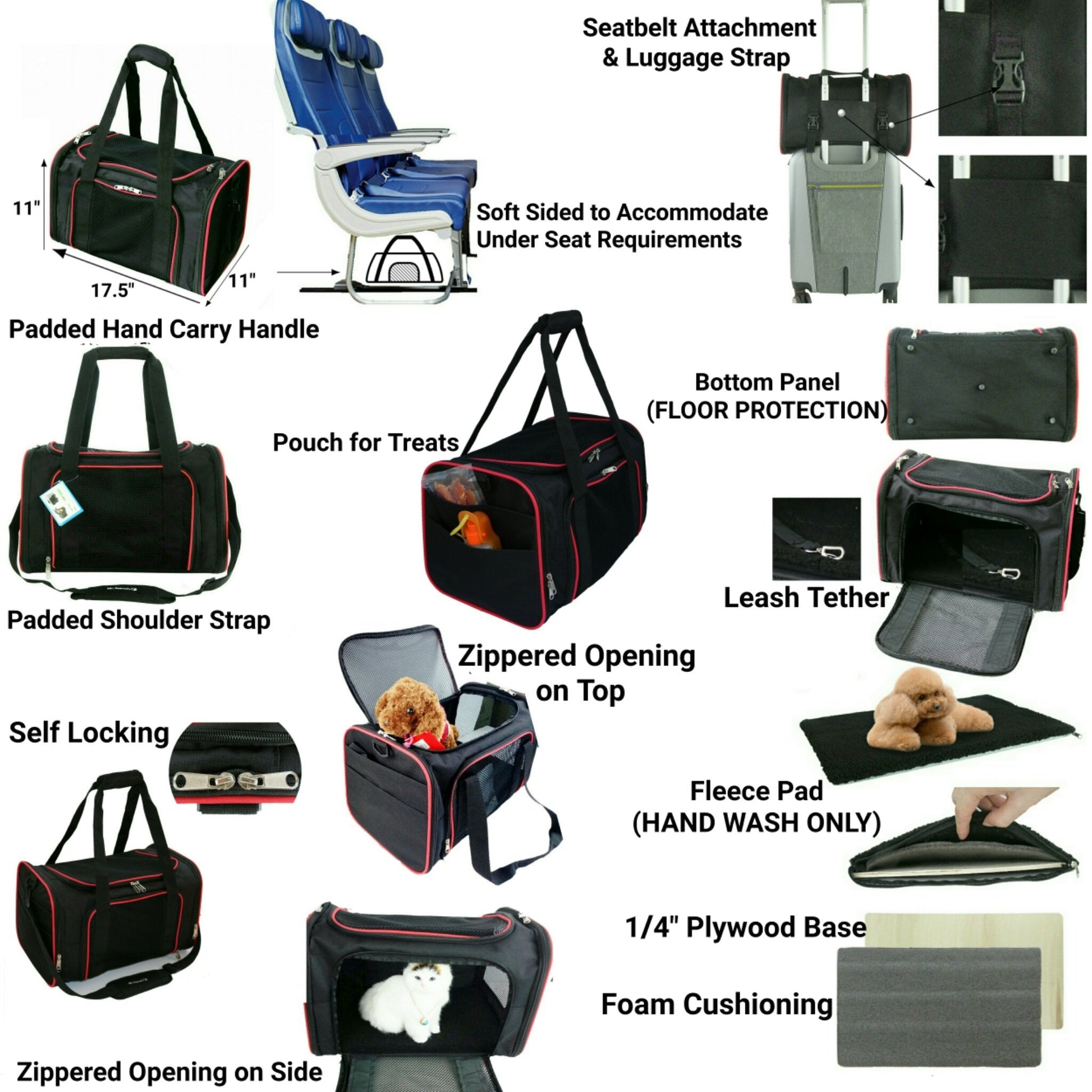 Mr. Peanut's Silver Series Airline Capable Soft Sided Pet Carrier - close up view