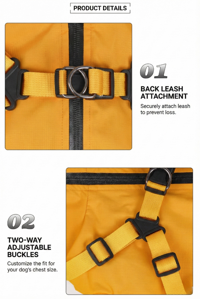 Dog Waterproof Reflective Jacket with Harness - gallery image 5