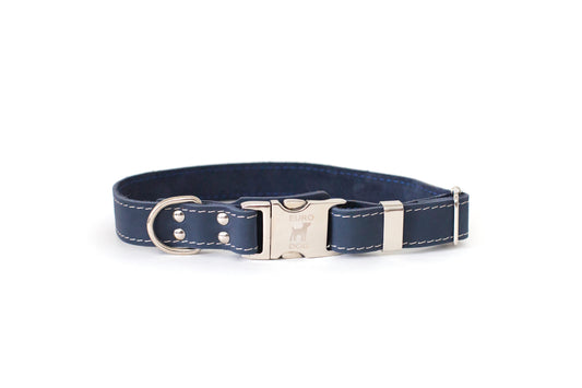 Dog Collar Pro Line Quick-Release Blue Jeans Leather Collar main product image for dogs and cats