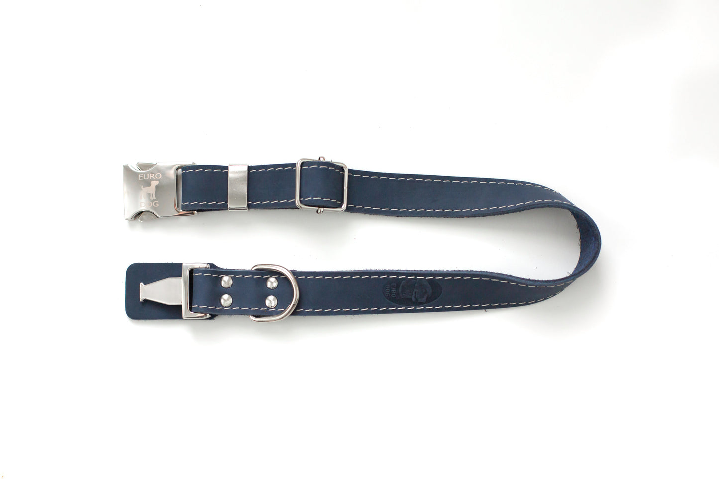 Dog Collar Pro Line Quick-Release Blue Jeans Leather Collar main product image for dogs and cats