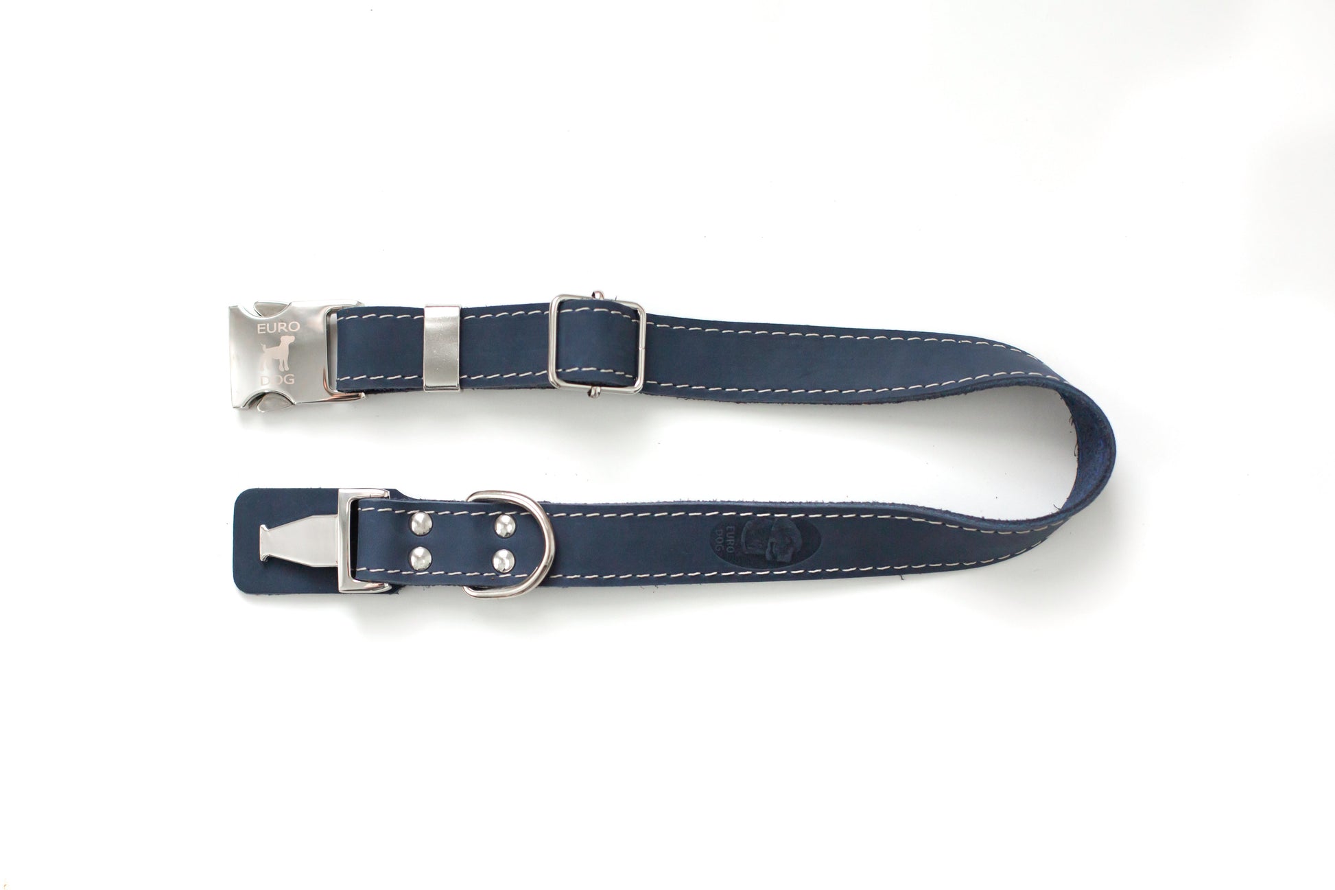 Dog Collar Pro Line Quick-Release Blue Jeans Leather Collar main product image for dogs and cats