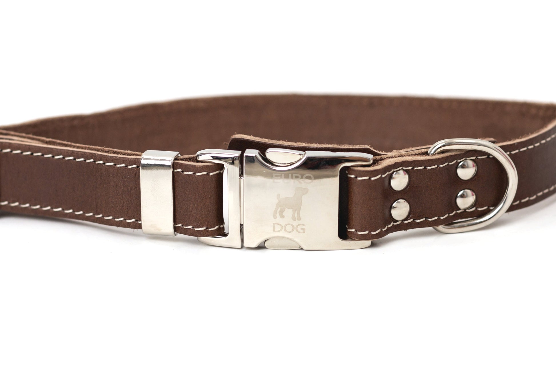 Dog Collar Pro Line Quick-Release Chocolate Leather Collar - lifestyle product image for dog collar