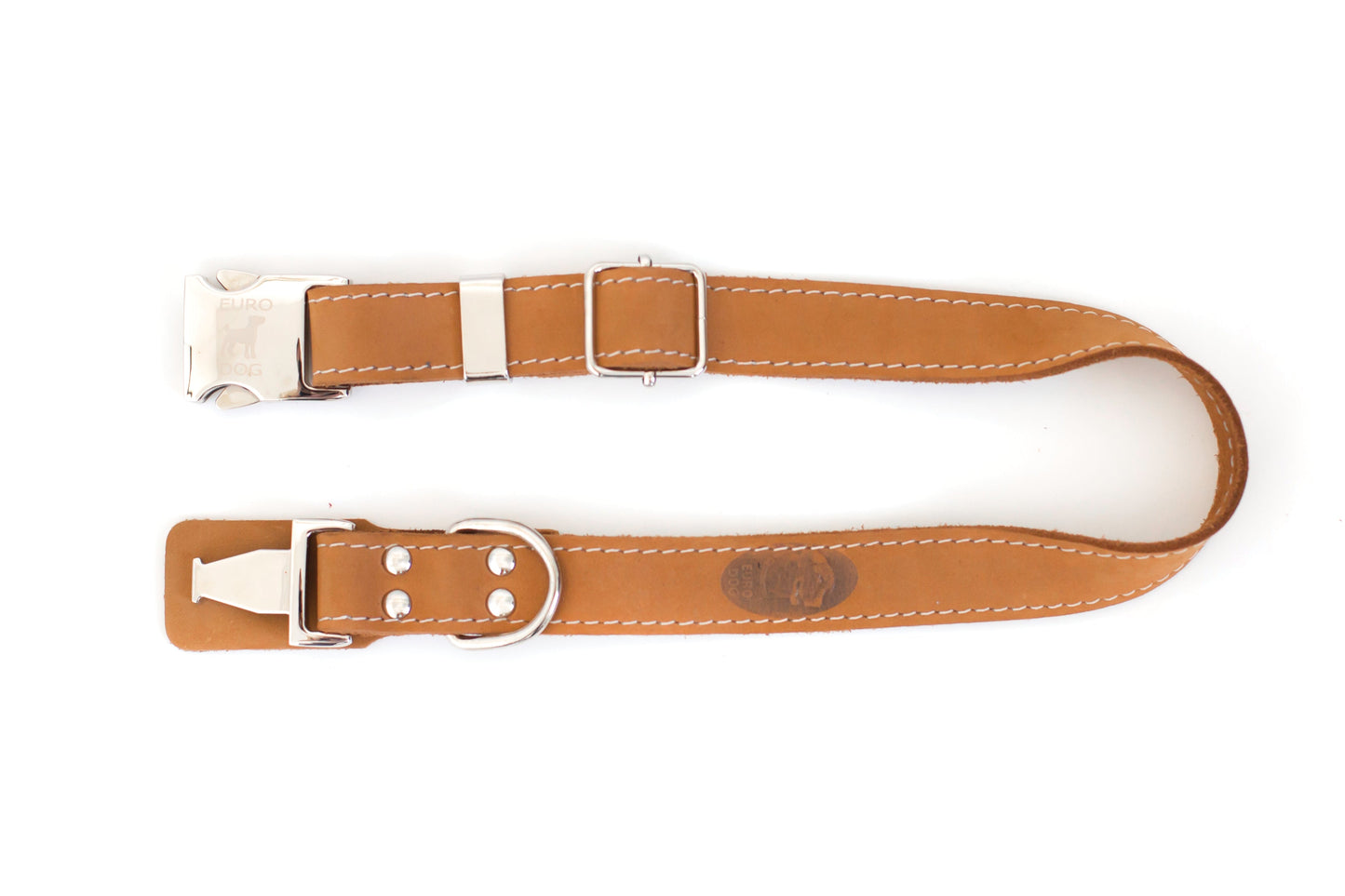 Dog Collar Pro Line Quick-Release Khaki Leather Collar with - close up product image for dog collar