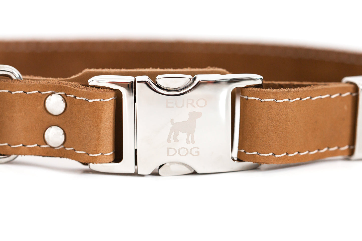 Dog Collar Pro Line Quick-Release Khaki Leather Collar with - lifestyle product image for dog collar