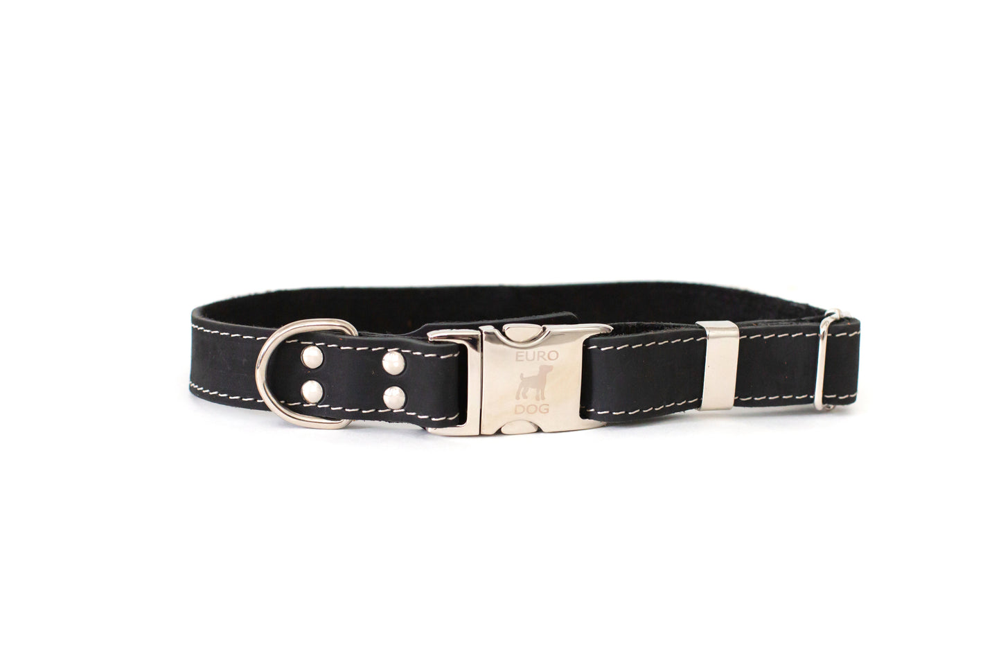 Dog Collar Bestseller Quick-Release Midnight Black Leather - main product image for dog collar