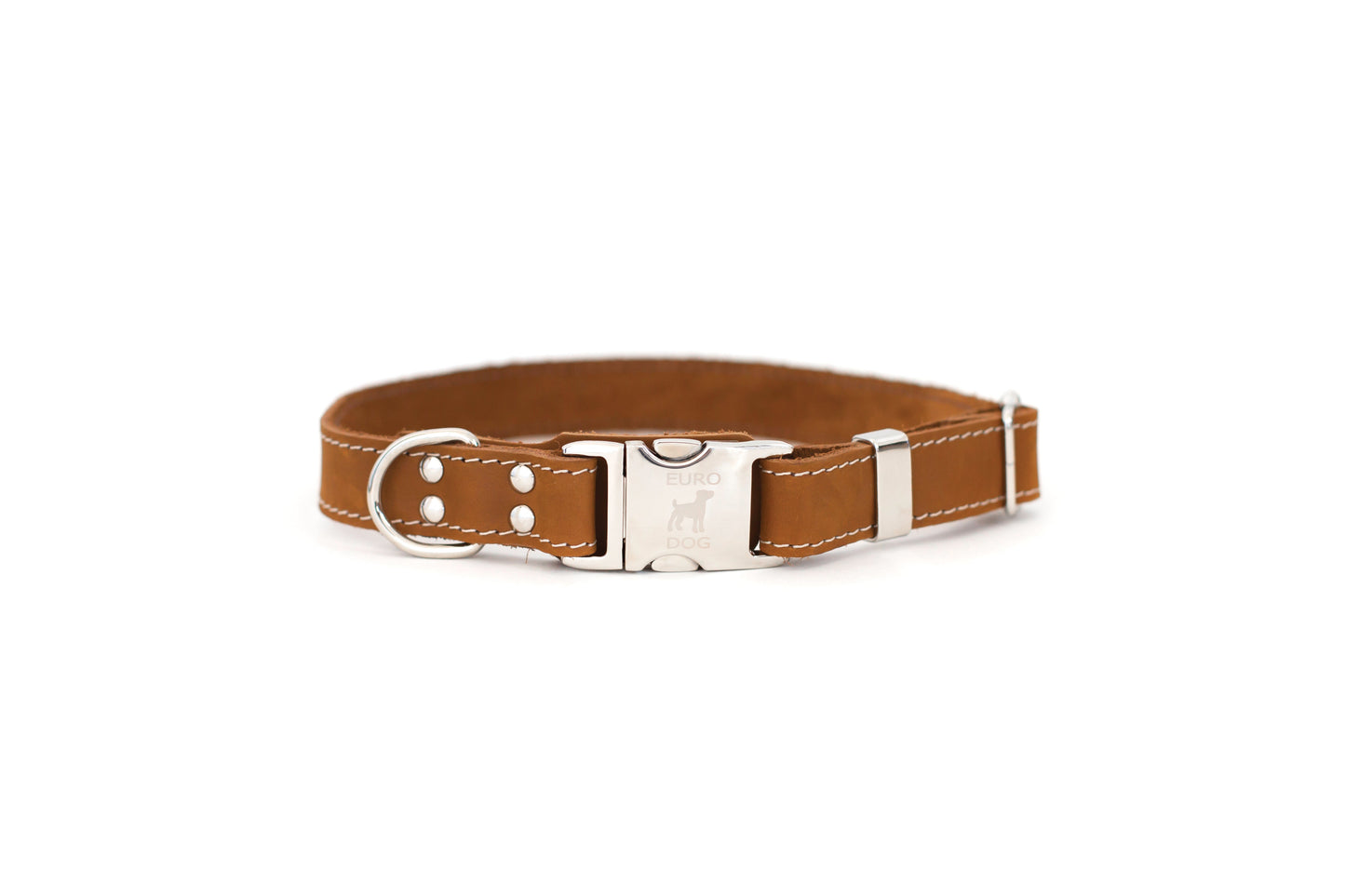 Dog Collar Pro Line Quick-Release Earth Brown Leather Collar main product image for dogs and cats