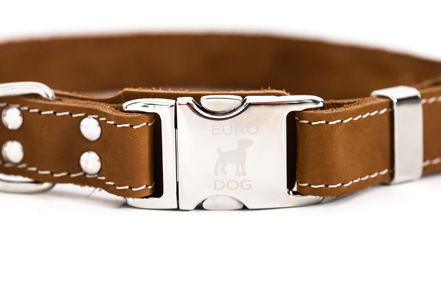 Dog Collar Pro Line Quick-Release Earth Brown Leather Collar main product image for dogs and cats