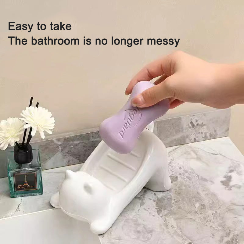 Pet Cat Drainage Bathroom Accessories Soap Anti Slip Dish - detail view