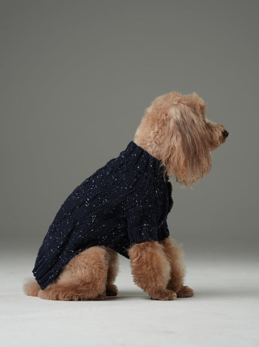 Glacier Pet Sweater Navy Dog Sweaters Premium Pet Supply - detail view