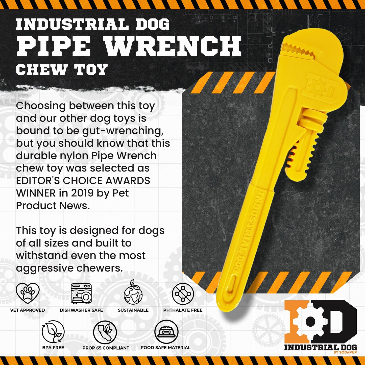 Pipe Wrench Nylon Dog Toy For Aggressive Chewers USA Made - gallery image 5