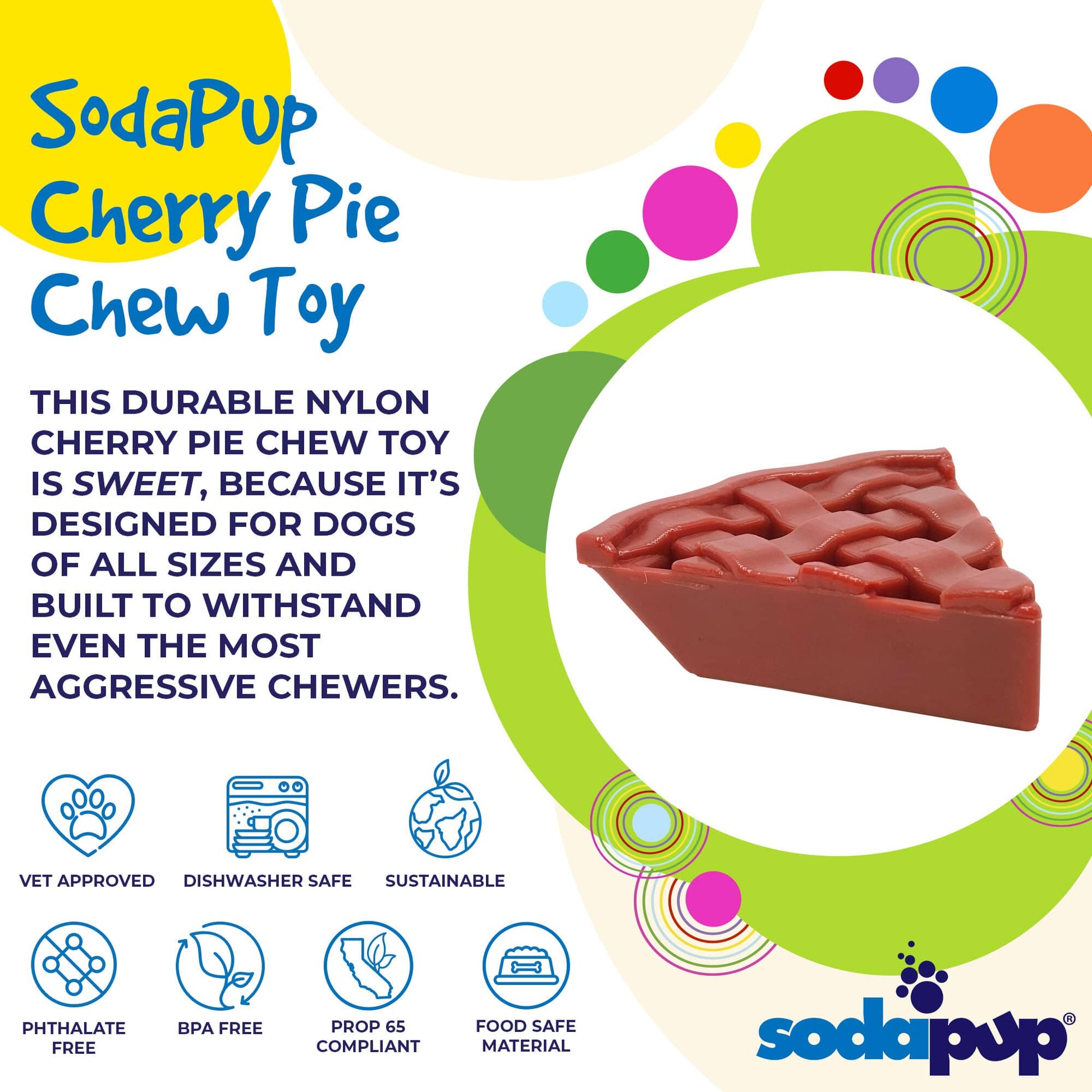 Cherry Pie Nylon Dog Chew Toy For Aggressive Chewers USA Dog - lifestyle view
