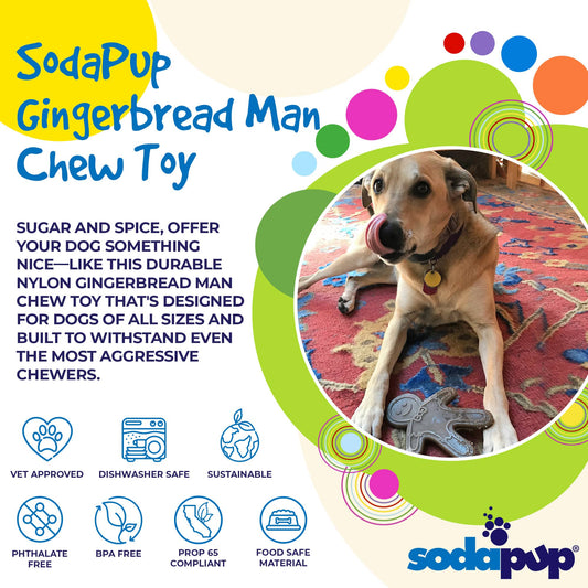 Gingerbread Man Nylon Dog Chew Toy For Aggressive Chewers - detail view