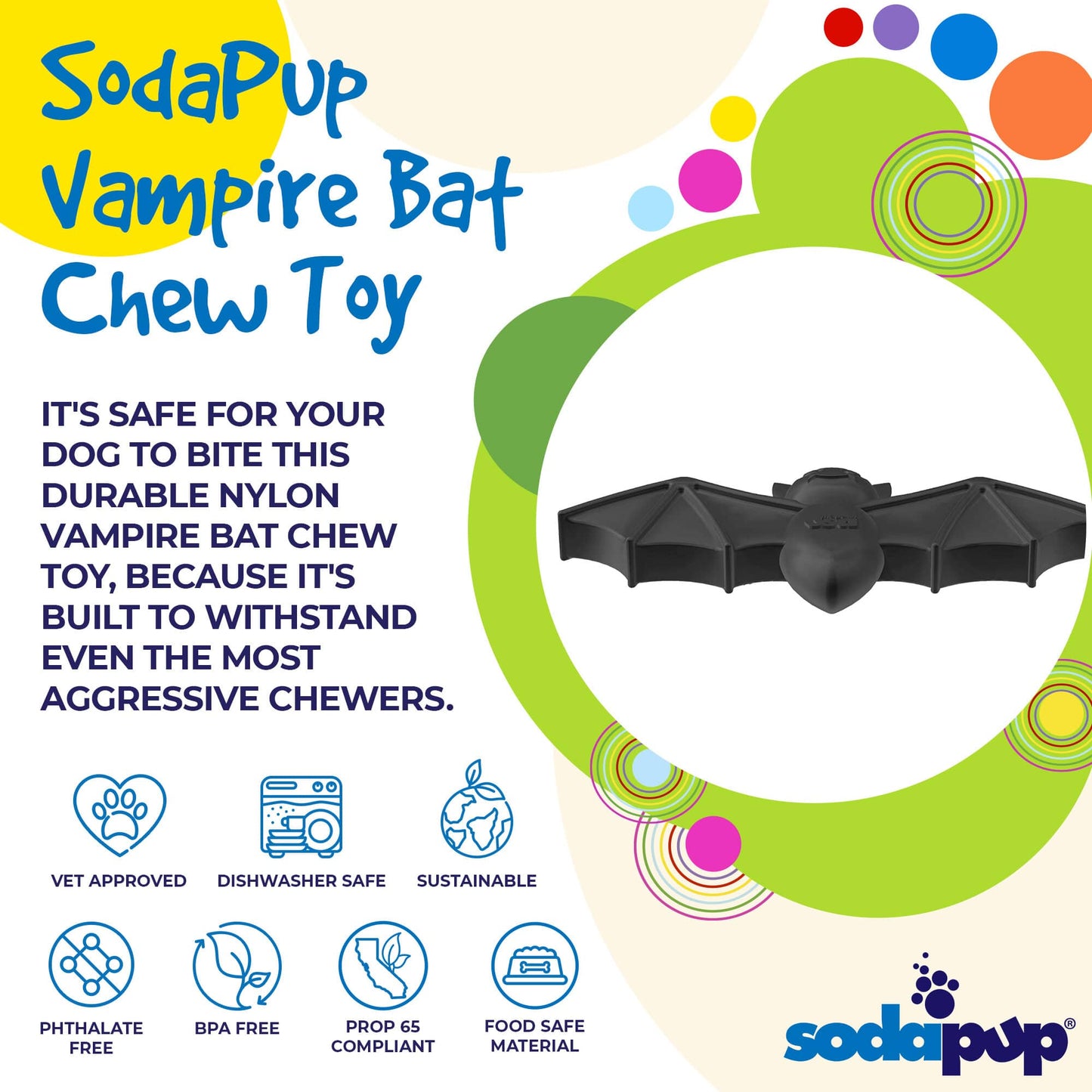 Vampire Bat Nylon Dog Chew Toy For Aggressive Chewers USA - lifestyle view