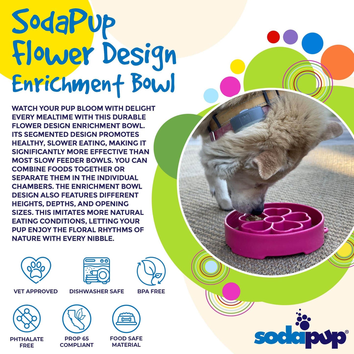 Flower Ebowl Deep Slow Feeder Dog Bowl For Enrichment USA - close up view for Pet Feeders & Bowls