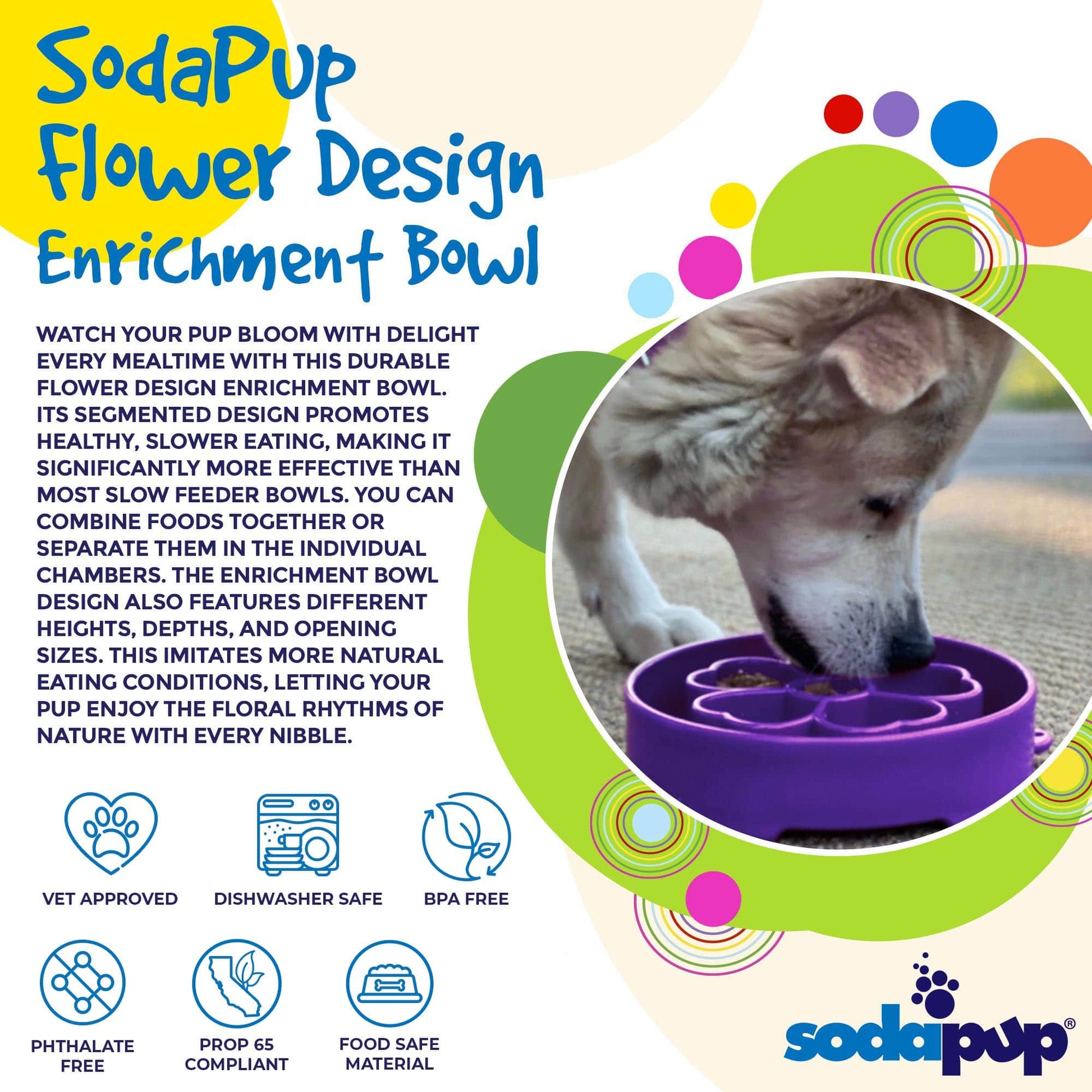 Flower Ebowl Deep Slow Feeder Dog Bowl For Enrichment USA - lifestyle view for Pet Feeders & Bowls