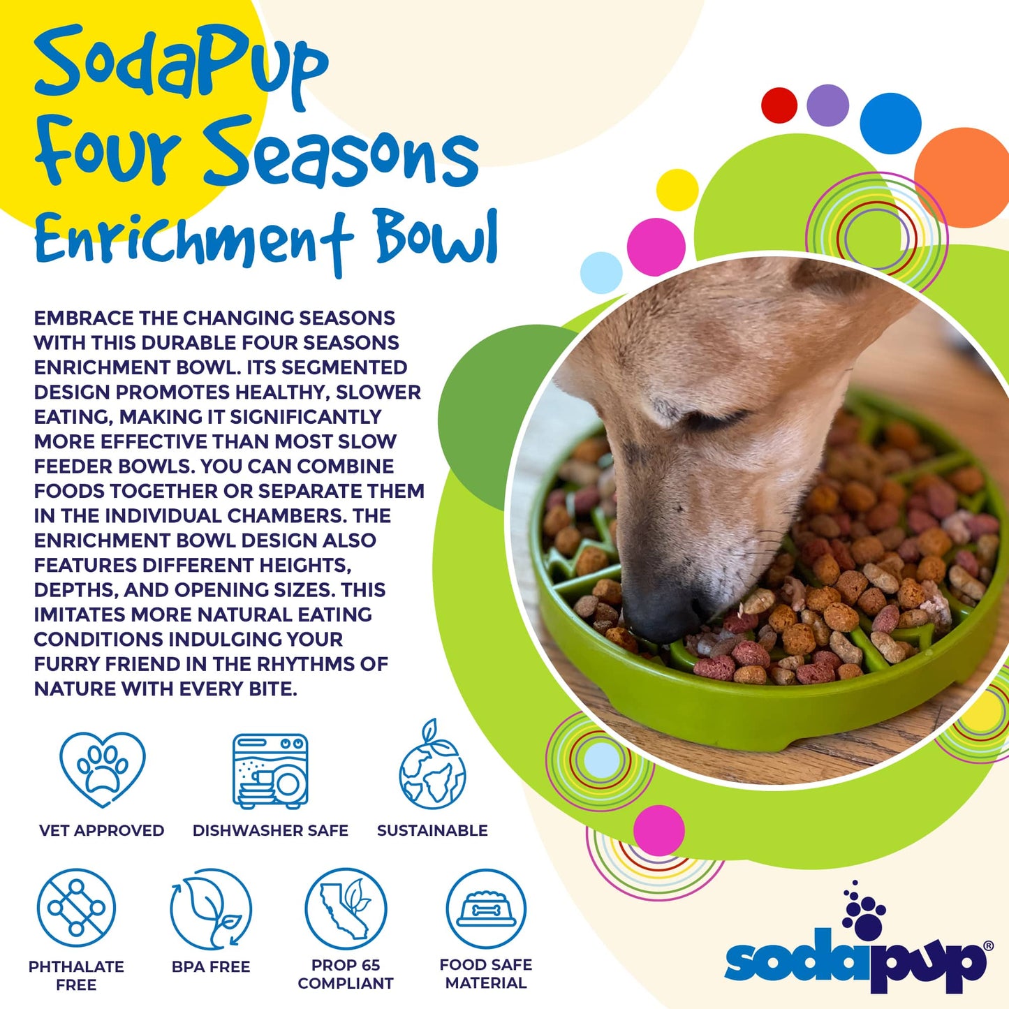Four Seasons Etray Shallow Slow Feeder Dog Bowl For USA Made - lifestyle view