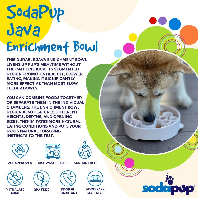 Java Ebowl Deep Slow Feeder Dog Bowl For Enrichment USA Made - detail view