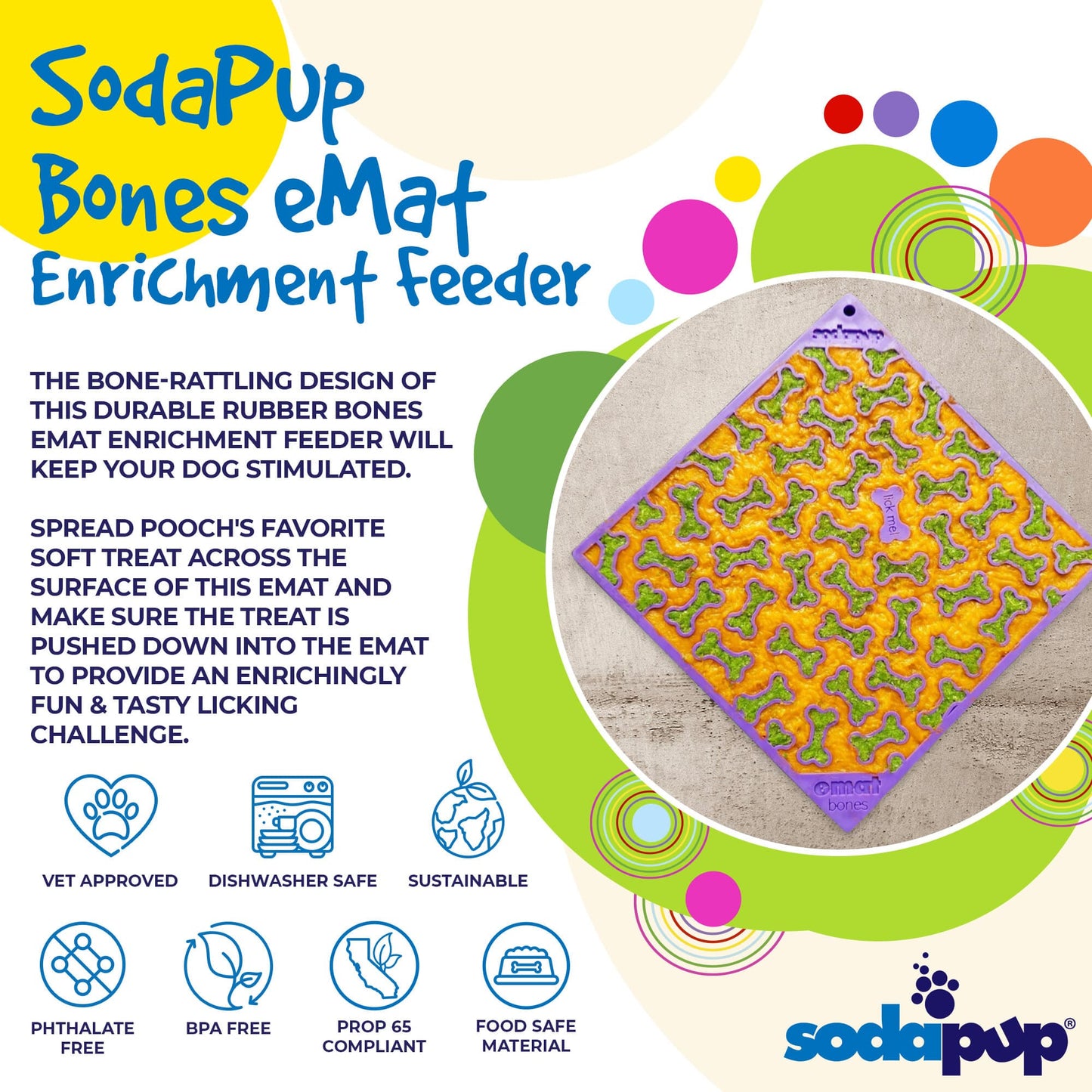 Bones Emat Enrichment Lick Mat For Dogs And Cats Emat Toy - lifestyle view