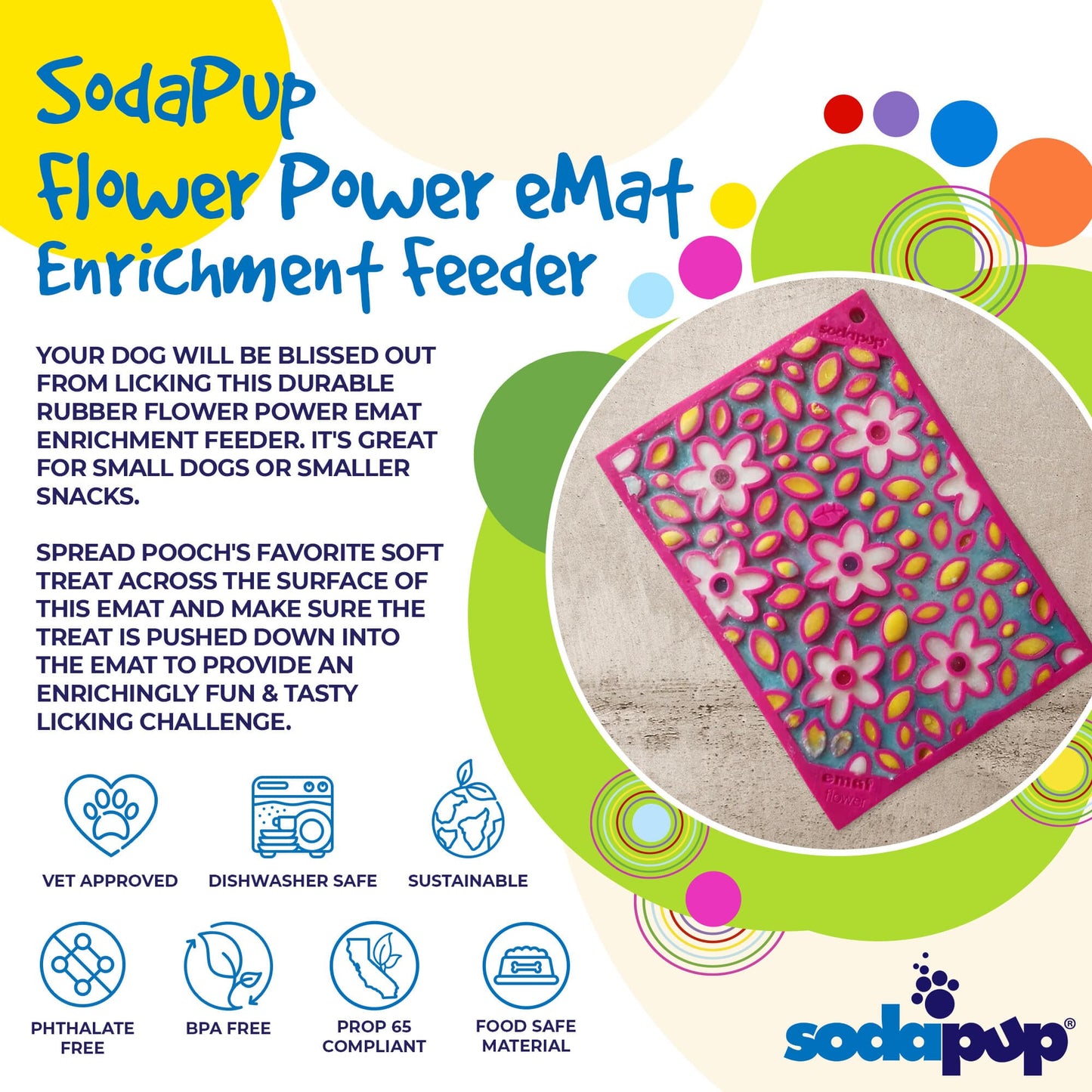Flower Power Emat Enrichment Lick Mat For Dogs And Cats USA - lifestyle view