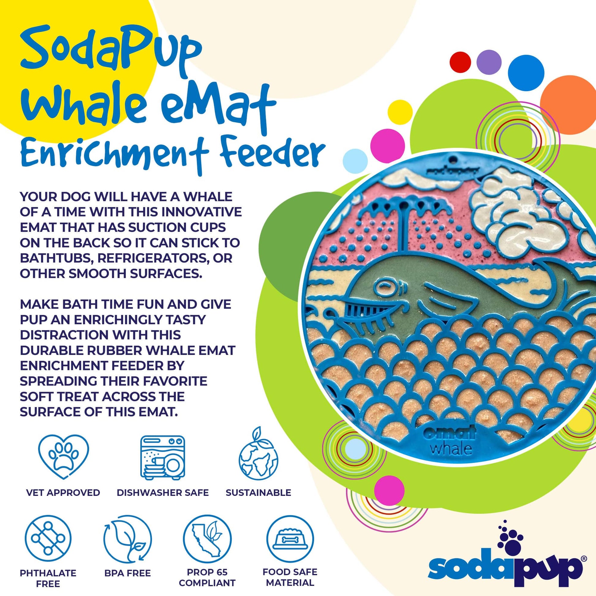 Whale Emat Enrichment Lick Mat For Dogs And Cats With Cups - lifestyle view