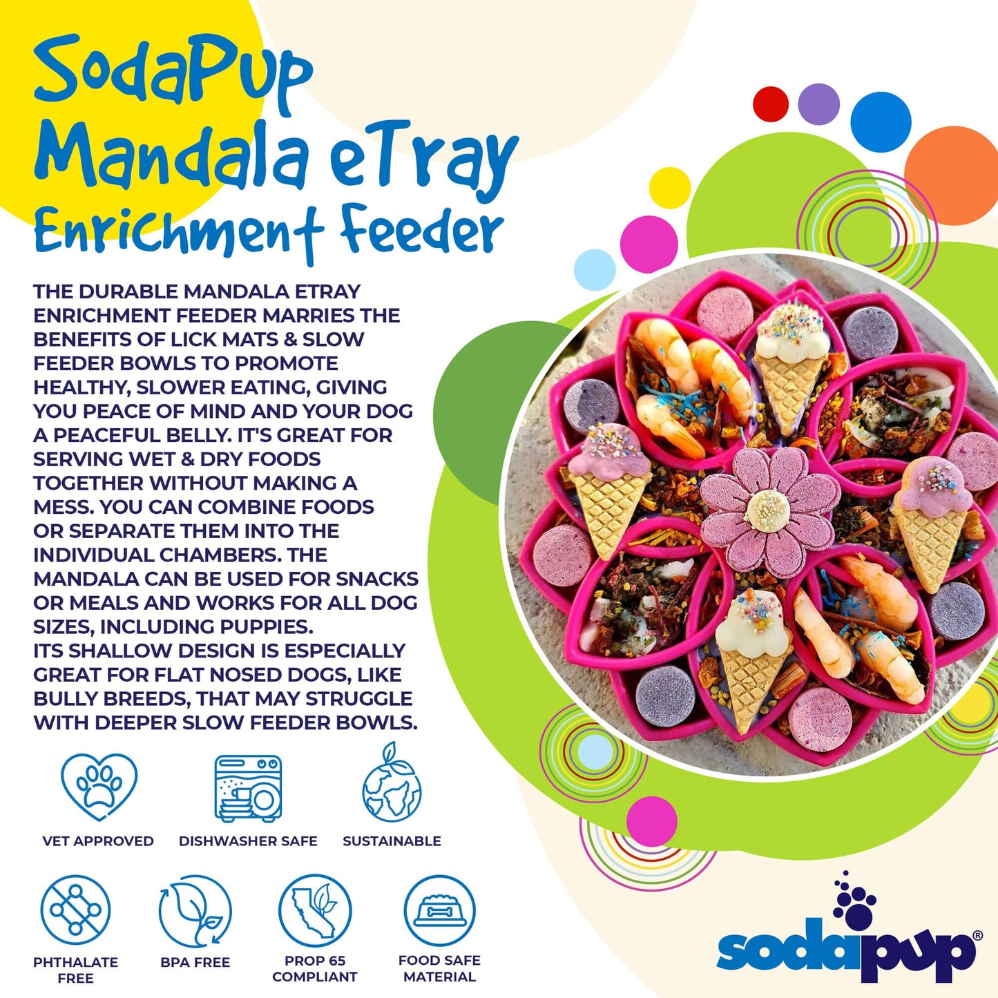 Mandala Etray Shallow Slow Feeder Dog Bowl For Enrichment - gallery image 7