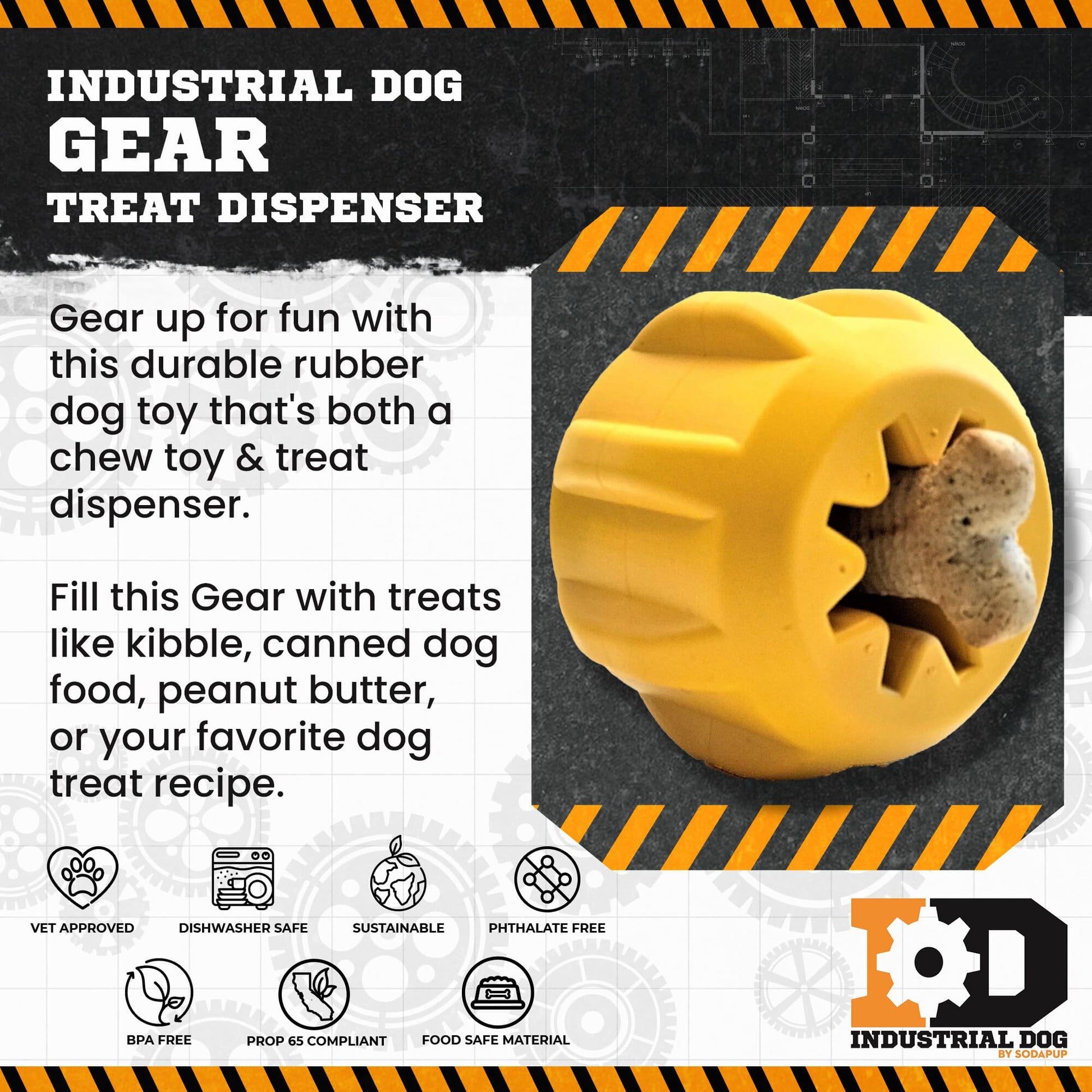 Gear Edispenser Durable Rubber Yak Chew Holder Treat Pocket - lifestyle view
