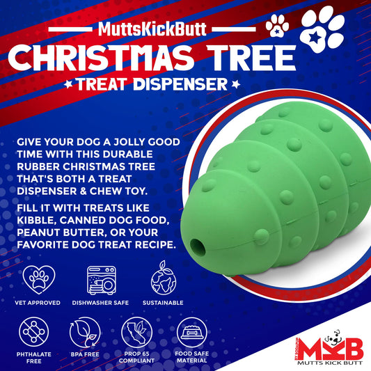 Christmas Tree Dog Toy Durable Rubber Chew Toy For Large USA - detail view