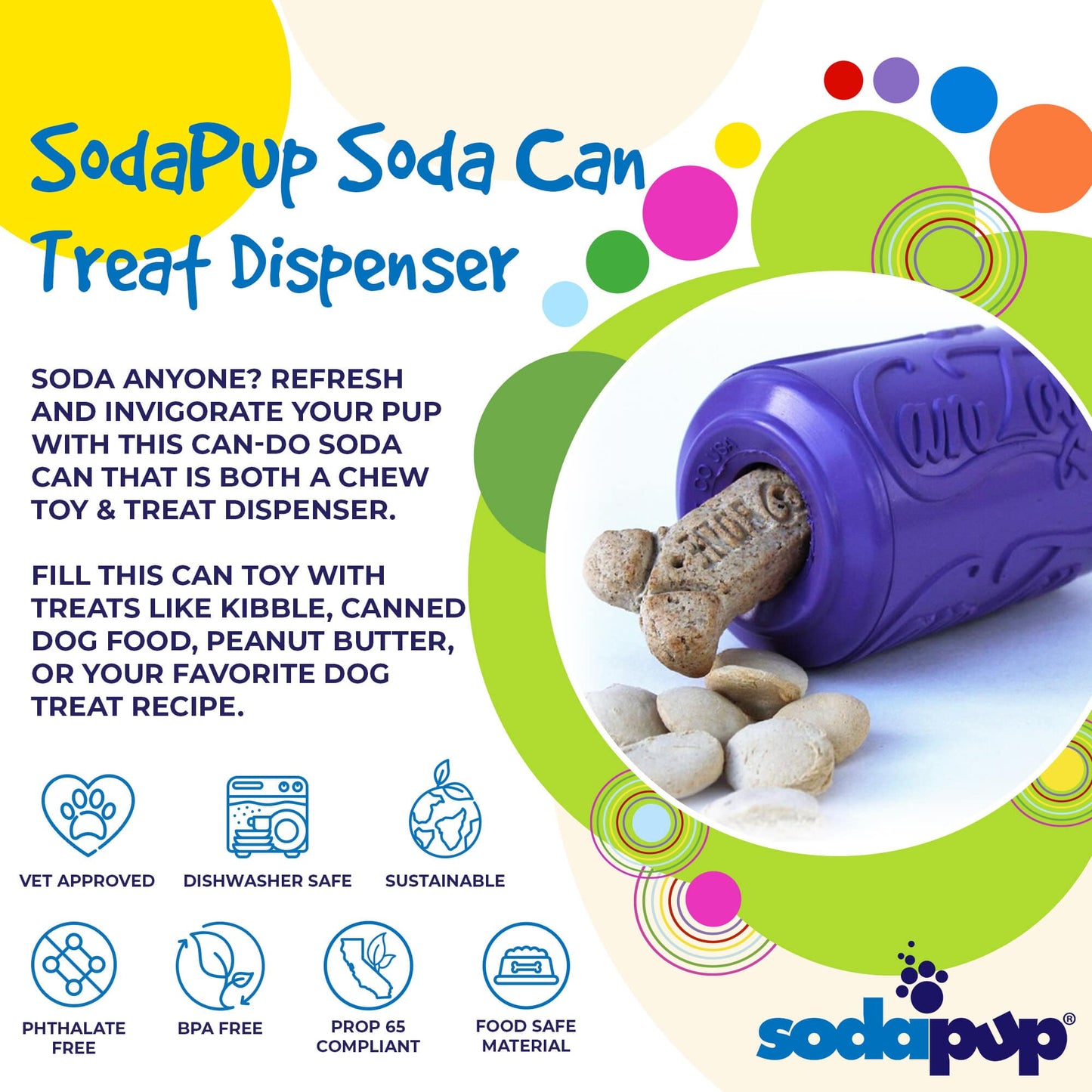 Can Toy Rubber Dog Chew Toy For Average Chewers Treat USA - detail view