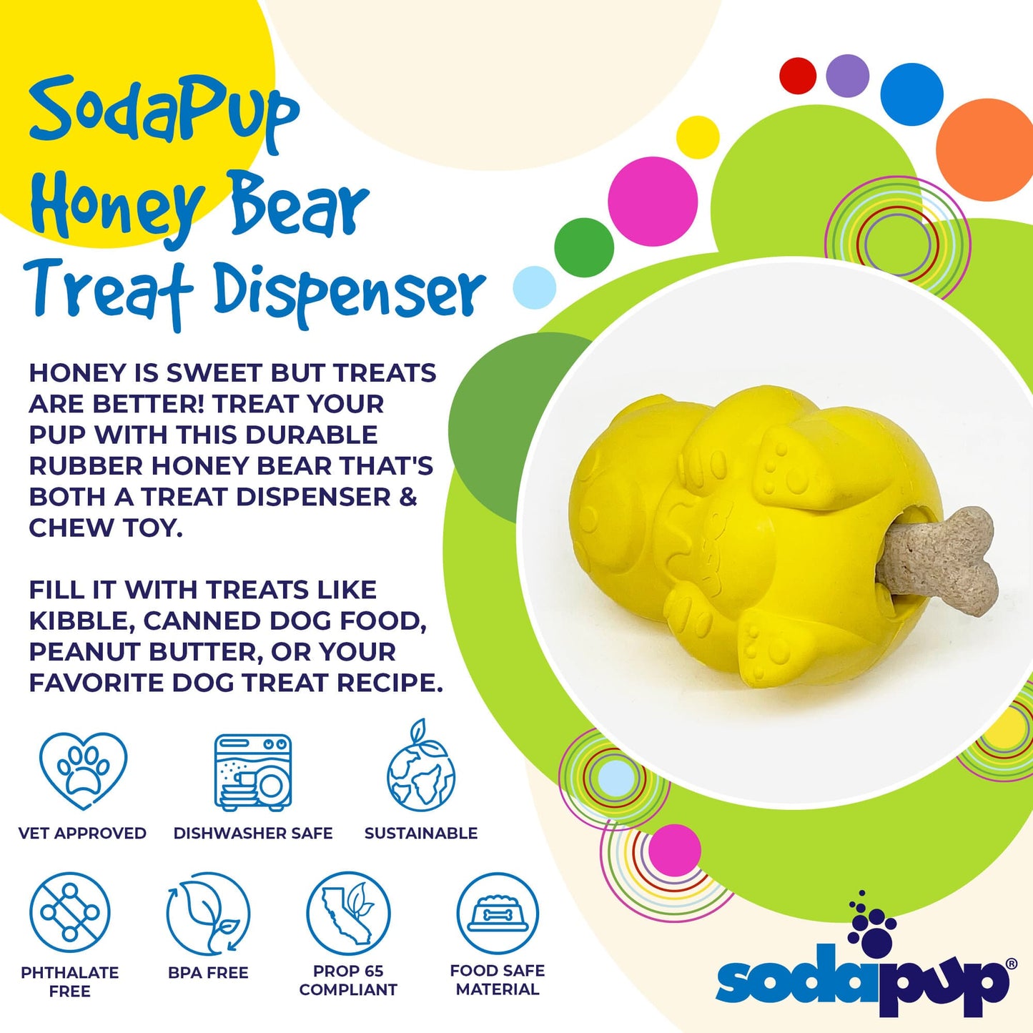 Honey Bear Edispenser Durable Rubber Treat Dispenser For USA - lifestyle view