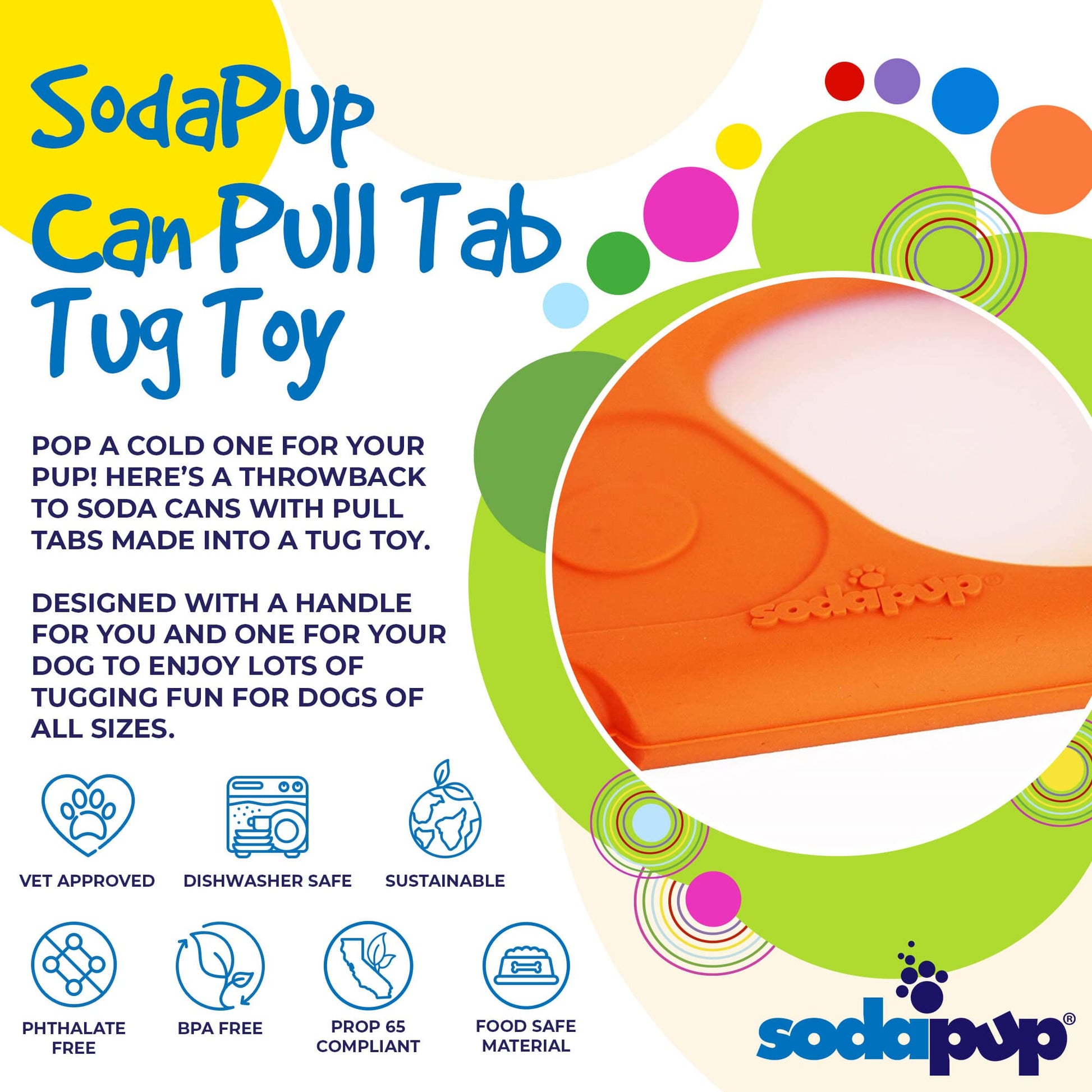 Pop Top Rubber Tug Toy For Interactive Play Heavy Chewers - detail view