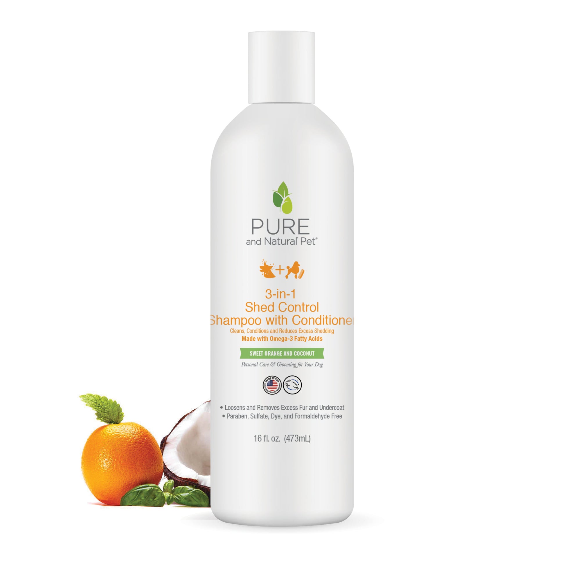 3-in-1 Shed Control Shampoo with Conditioner (Sweet Orange & Coconut) - main product view | Pet Grooming Supplies at