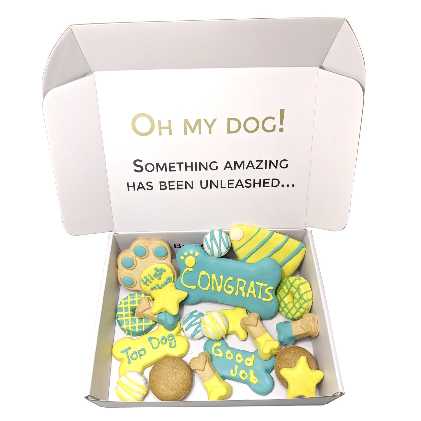 Dog Treats Congrats Themed Treats Gift Box for Daily Use - lifestyle product image for dog treats