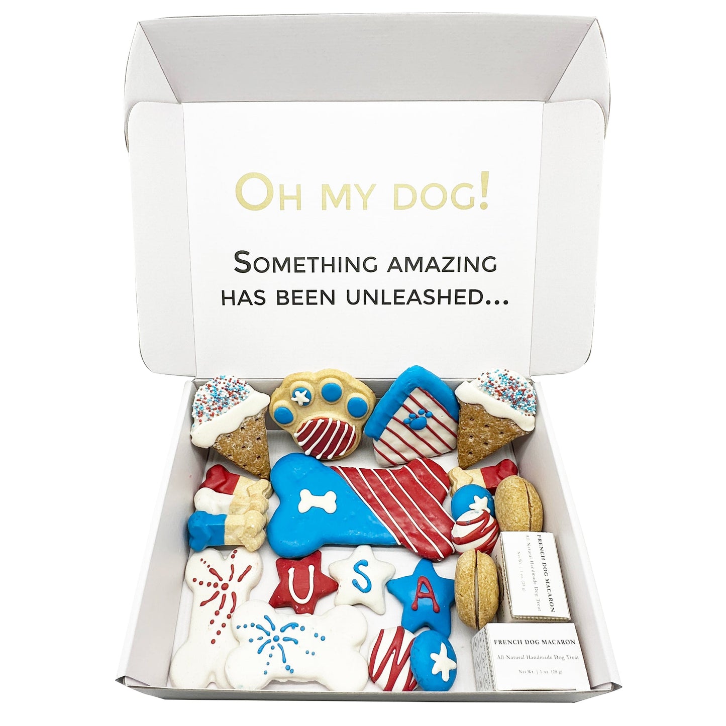 Dog Treats USA Themed Treats Gift Box for Daily Use Essentia - lifestyle product image for dog treats
