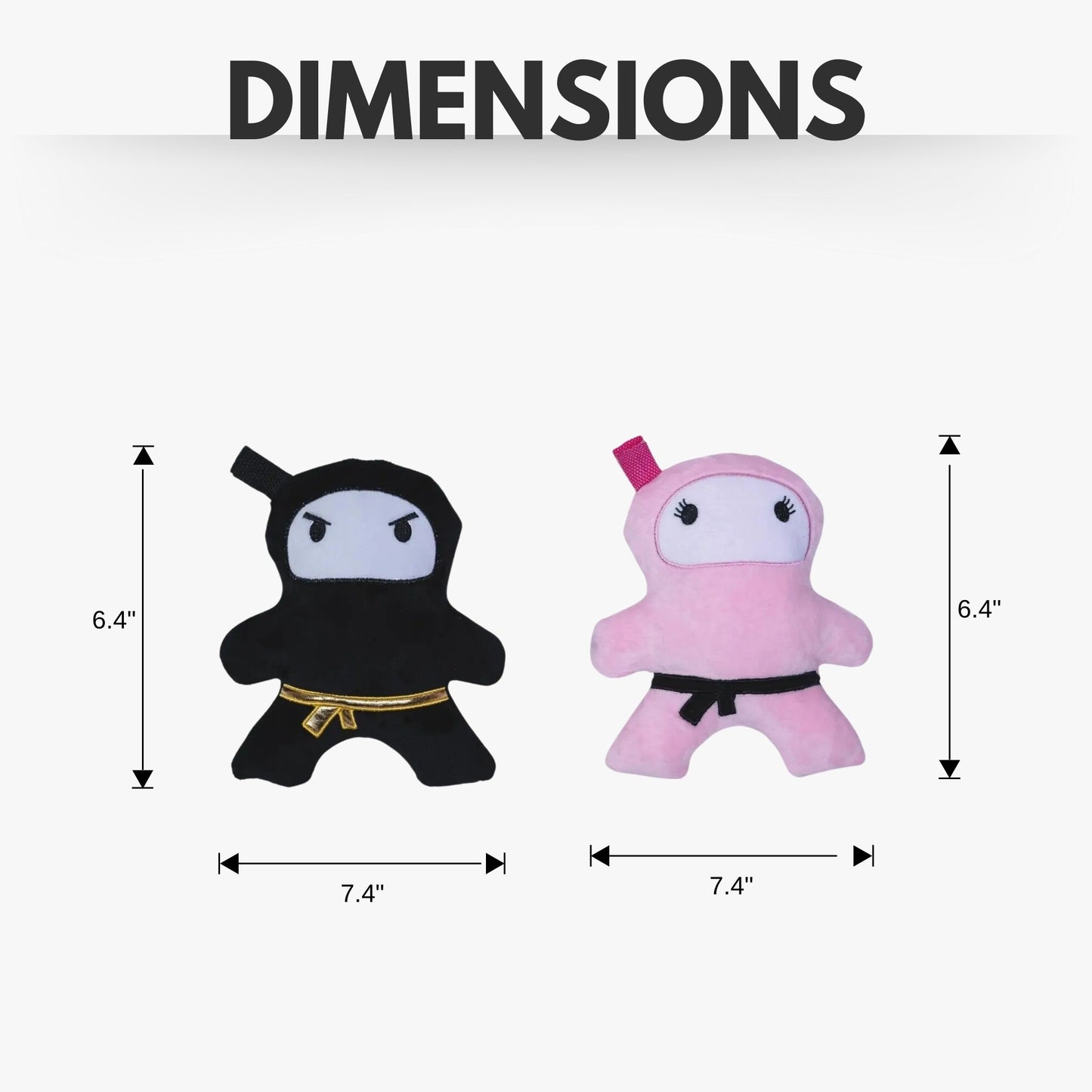 Dog Treats Pink Black Ninja Love Plush Toy Gift Set Essentia - size and texture image for dog treats