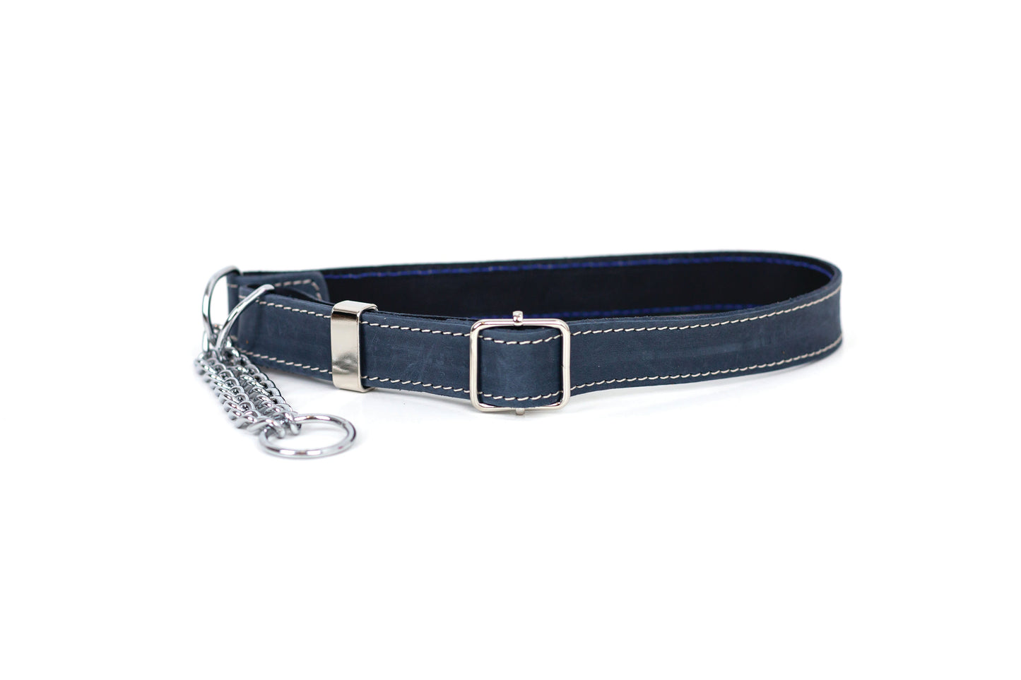 Dog Collar Martingale Blue Jeans Leather Collar for Comfort - main product image for dog collar