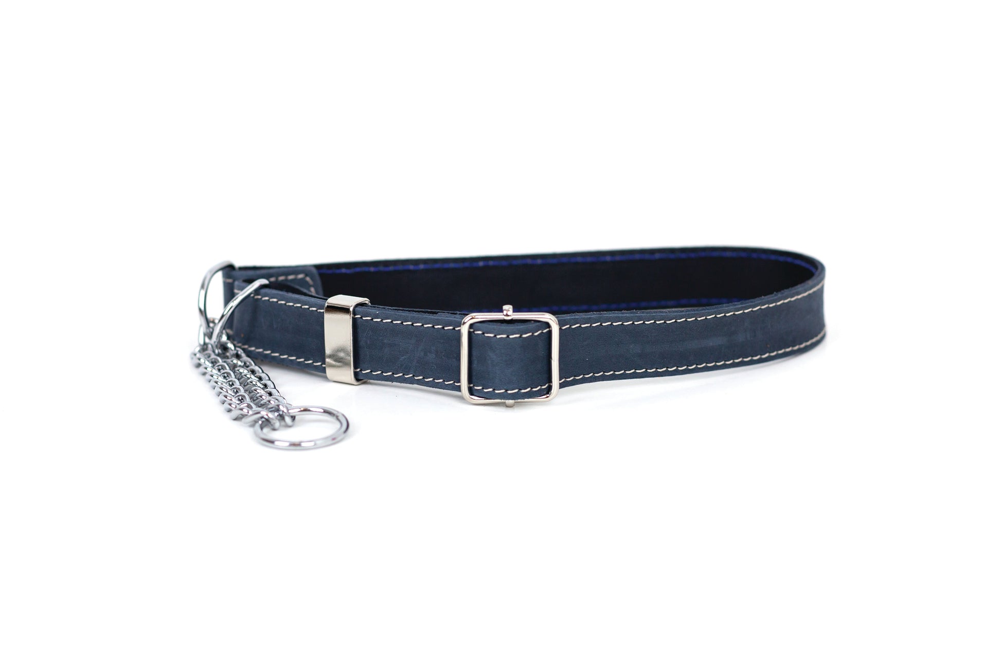 Dog Collar Martingale Blue Jeans Leather Collar for Comfort - main product image for dog collar