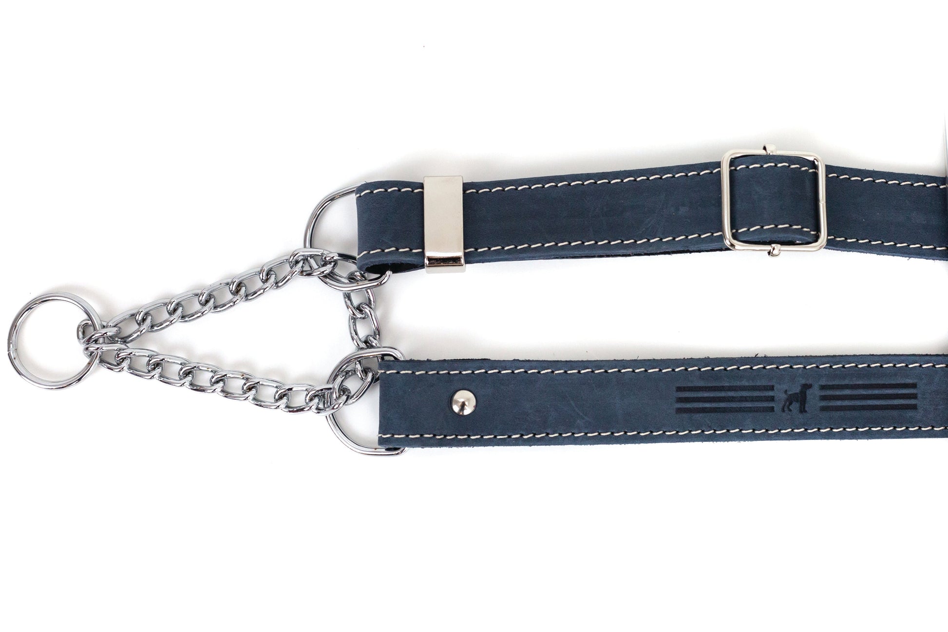 Dog Collar Martingale Blue Jeans Leather Collar for Comfort - lifestyle product image for dog collar