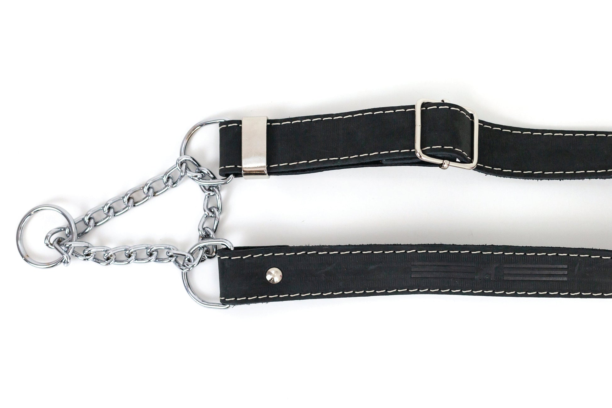 Dog Collar Martingale Midnight Black Leather Collar main product image for dogs and cats