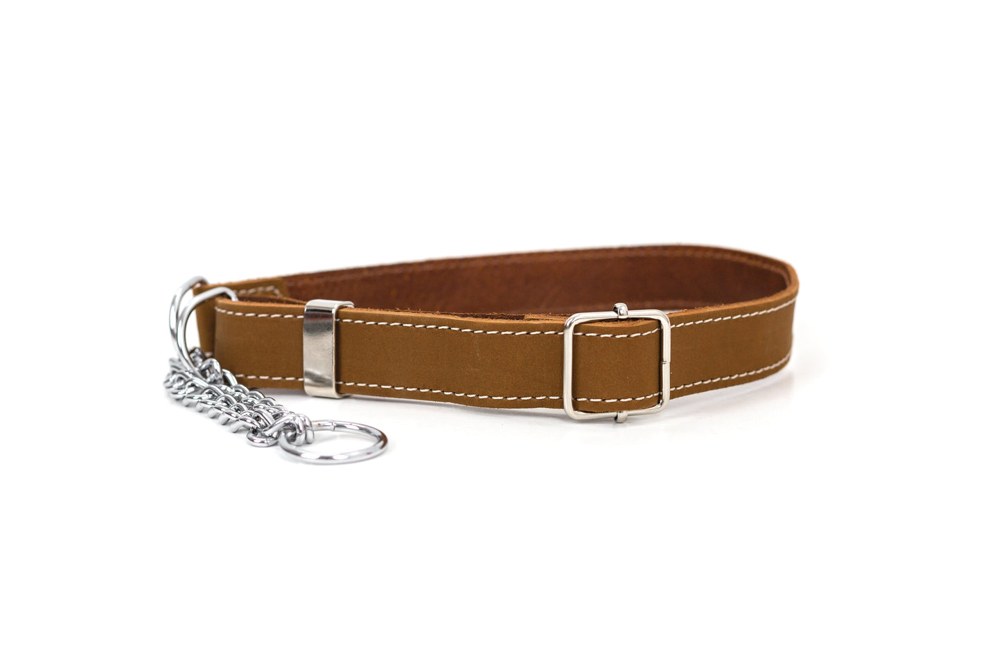 Dog Collar Martingale Earth Brown Leather Collar for Comfort main product image for dogs and cats