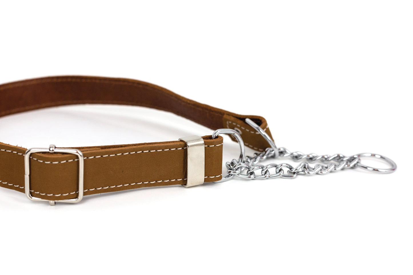 Dog Collar Martingale Earth Brown Leather Collar for Comfort main product image for dogs and cats