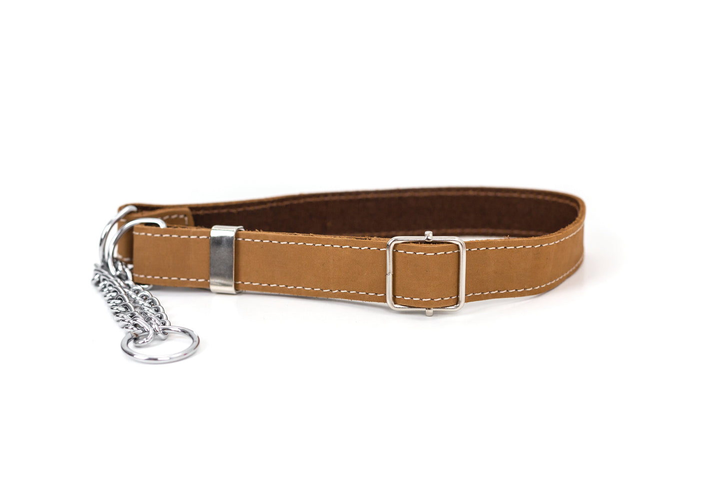 Dog Collar Martingale Khaki Leather Collar for Daily Use main product image for dogs and cats