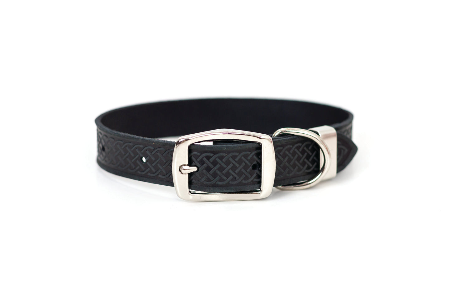 Dog Collar Celtic Double Buckle Style Leather Collar Essenti - close up product image for dog collar