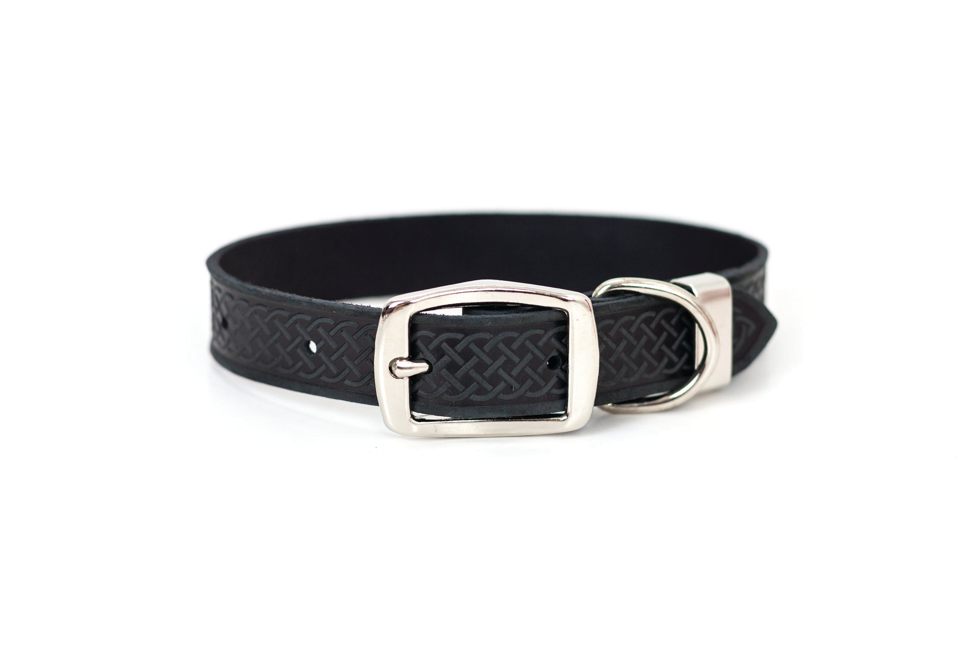 Dog Collar Celtic Double Buckle Style Leather Collar Essenti - close up product image for dog collar