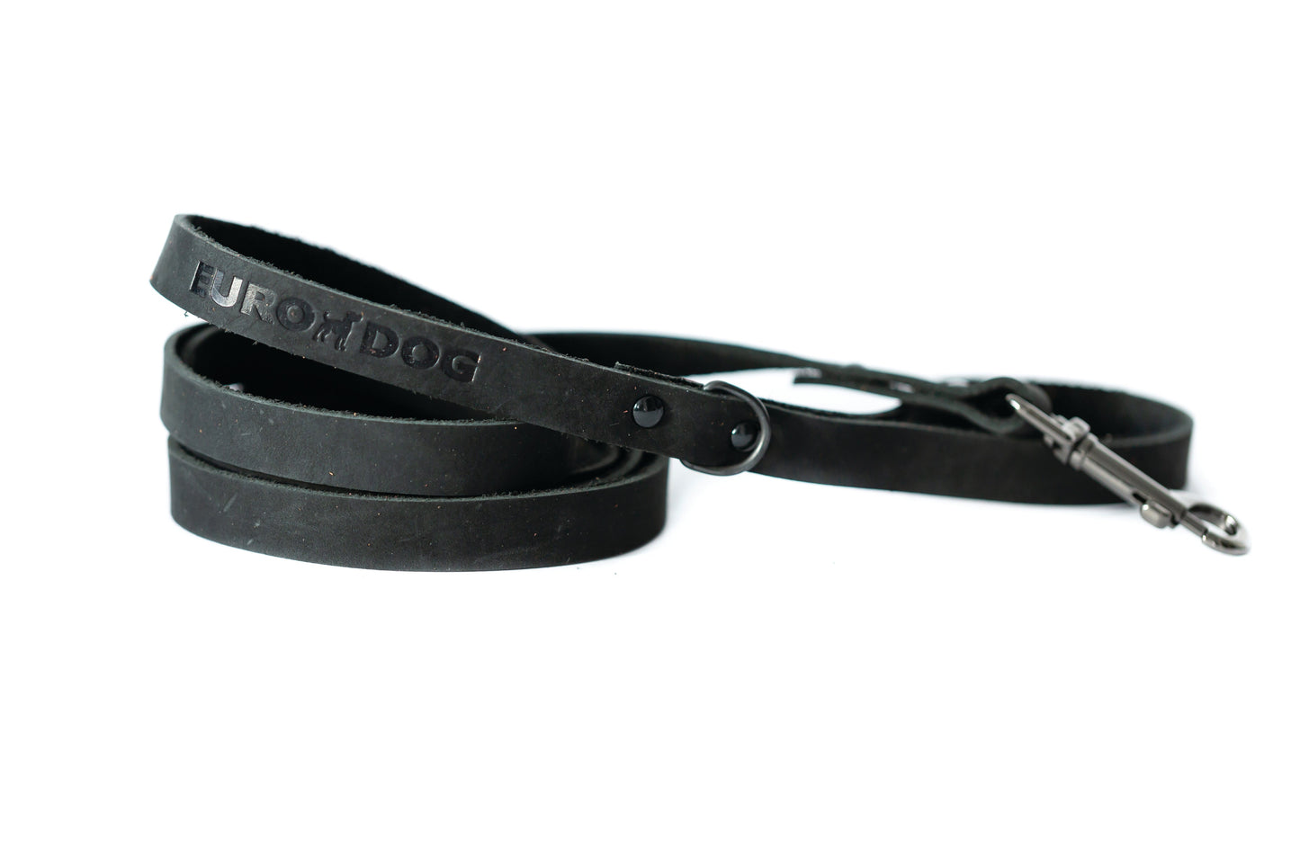 Dog Collar Sport Style Midnight Black Leather Leash main product image for dogs and cats