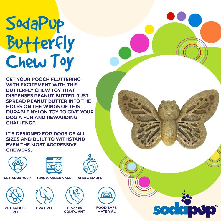 Butterfly Nylon Chew Enrichment Toy 2 In 1 For Aggressive - close up view