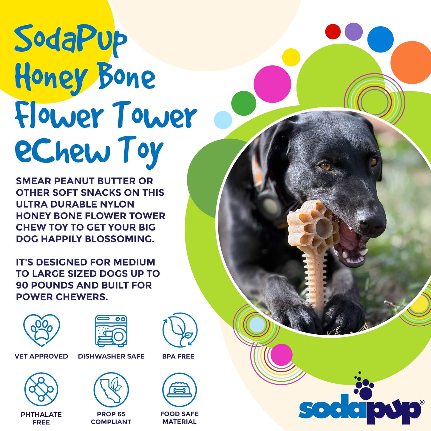 Honey Bone Dental Flower Tower Indestructible Nylon Dog Chew - close up view