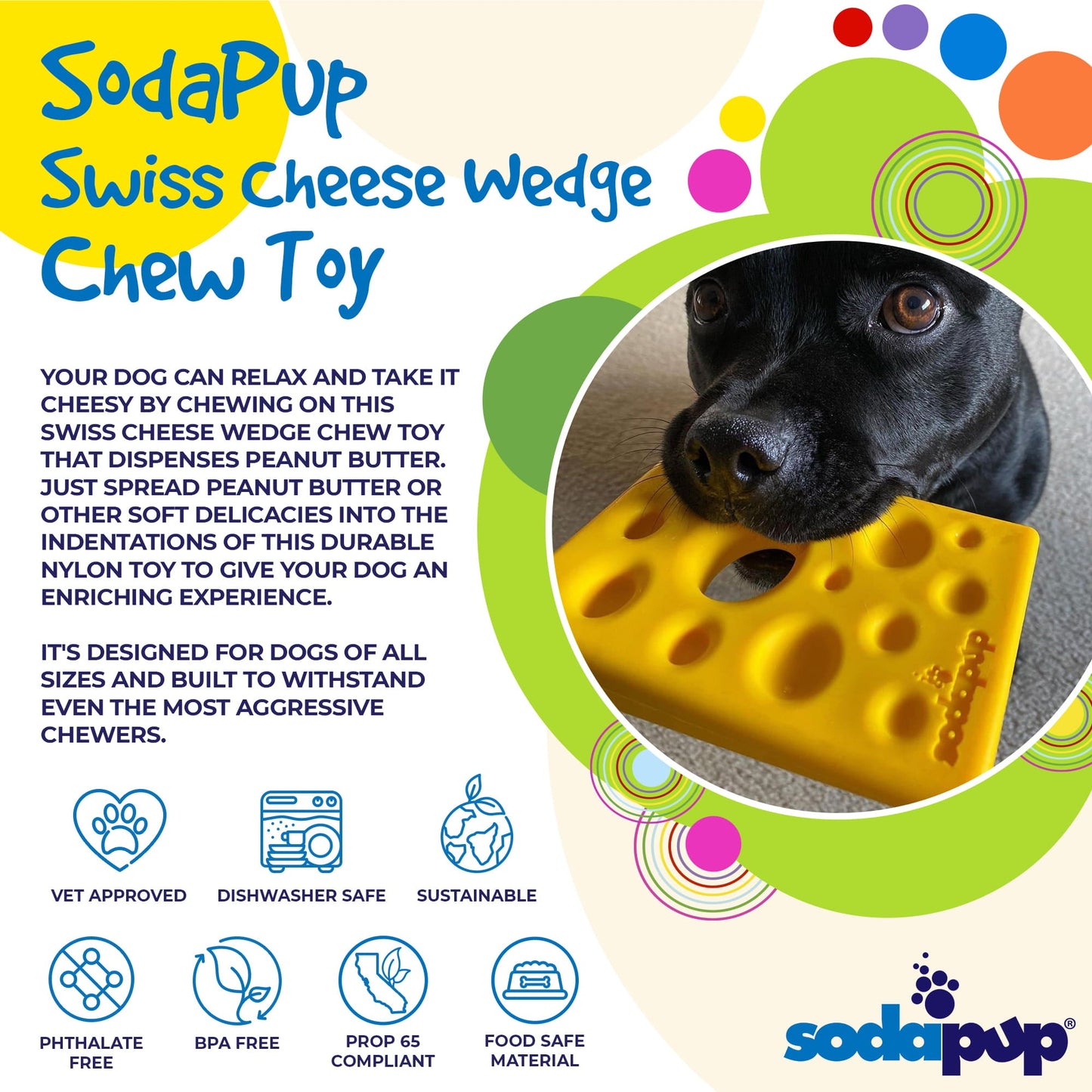 Swiss Cheese Wedge Nylon Dog Chew Toy For Aggressive Chewers - detail view