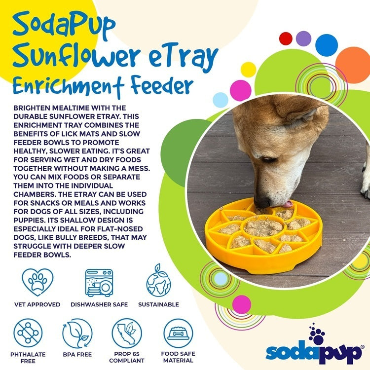 Sunflower Etray Shallow Slow Feeder Dog Bowl For Enrichment - detail view